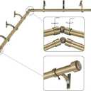 Antique Bronze Corner Window Curtain Rods with Aluminum End Cap Finials and Brackets,1 Inch Diameter Bay Window Curtain Rods,2 Sided 36-72 Inch Adjustable Drapery Rod
