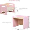 bpmfkid Montessori Weaning Table and Chair Set - Adjustable Design for Toddlers, Ideal for Mealtime, Learning, and Play, Pink