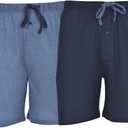 Hanes Men's 2 Pack Jersey Cotton Knit Tagless Sleep & Lounge Drawstring Shorts, Chambrey Blue Heather/ Bright Navy, 5X-Large