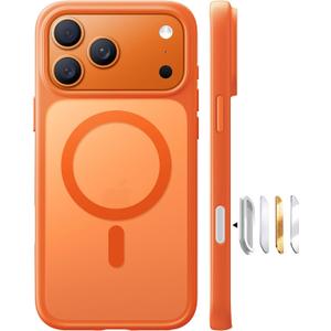 TORRAS Stronger Magnetic & Shockproof for iPhone 17 Pro Max Case, Fit for MagSafe, Military Grade Drop Protection, Camera Control, DIY Button, Slim for iPhone 17 Pro Max Case Translucent Cosmic Orange