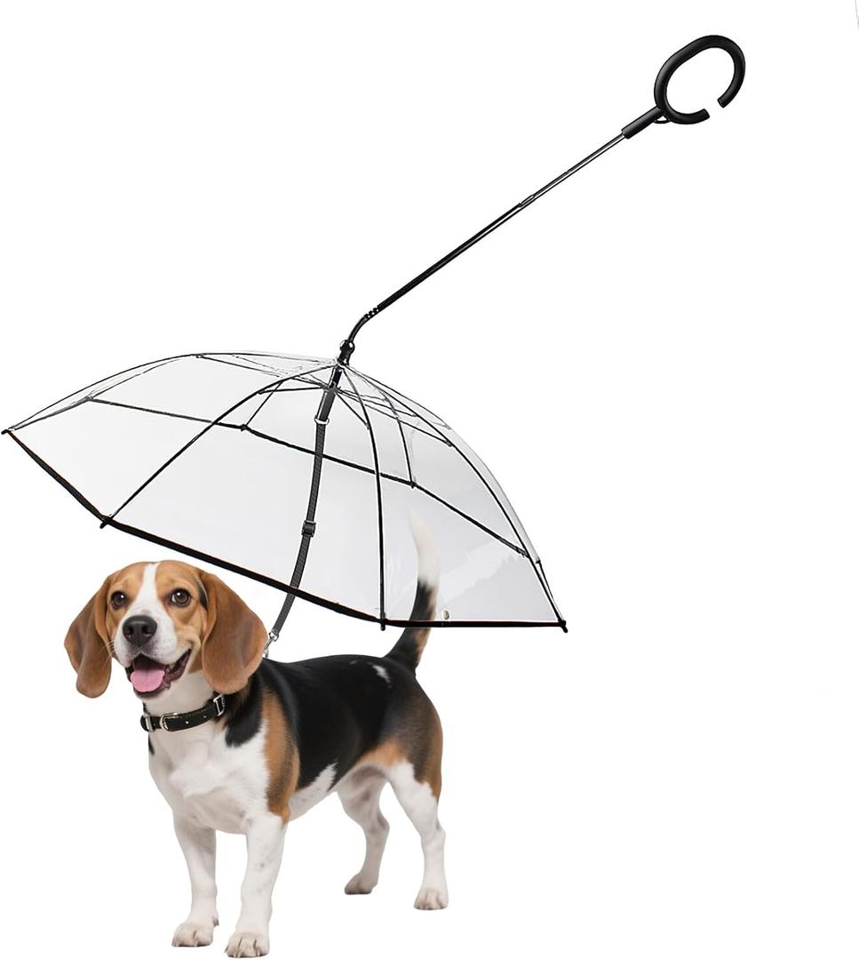 Dog Umbrella for Small Dogs Clear Walking Umbrella with Adjustable Leash