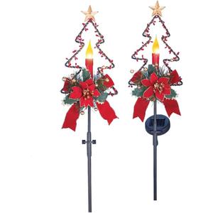 Collections Etc Solar Christmas Candle Garden Stakes - Set of 2