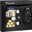 Bonsaii Safe Box with Electronic Keypad, Steel Security Lock Box with Key, 0.23 Cubic Feet, 9.06" W x 6.69" D x 6.69" H, Small Hidden Safe for Cash Jewelry