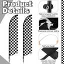 HunnmingRe 2 Sets Checkered Flag Banner Black and White Swooper Flag with Pole Kit Checkered Feather Racing Windless Full Sleeve Banner Finish Line Sign Kit for Races Events Party Supplies, 47.24"L x 4.72"W