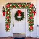 Christmas Garland with Lights, 9FT Lighted Christmas Garland with 30 LED, Prelit Garland Battery Operated Garland Christmas Decorations for Stairs Railing Fireplace Mantle Front Door Porch Home