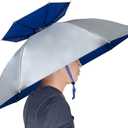 NEW-Vi Fishing Umbrella Hat Folding Adjustable Sun Rain Cap, 37.4Oversize Hands Free Umbrellas, 7-Ribs Anti-UV Waterproof Headwear for Fishing Gardening Golf Sunshade Outdoor