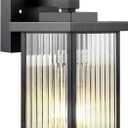 Dusk to Dawn Outdoor Lighting, Waterproof Outdoor Porch Light with Tempered Glass, Outdoor Light Fixture for House Exterior Front Door Garage Patio (Black)