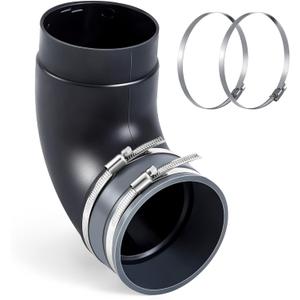 Kingdder 1 Pcs 4" 90 Degree Elbow Dust Collection Hose Fittings Include Connect Elbow and Metal Hose Clamps Rubber Flex Cuff Coupler for Woodworking Dust Collection Fittings Collector Accessories