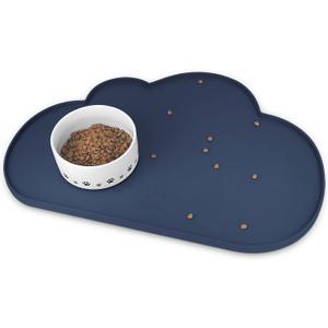 Silicone Pet Feeding Mat for Dogs and Cats, High-Lips Pet Placemat Non-Slip Waterproof Bowl Mats Prevent Food and Water Overflow, Puppy Dish Tray Mat Suitable for Small Medium Large Pets, Navy