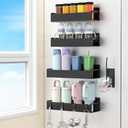 HuggieGems Magnetic Water Bottle Holder for Refrigerator, Cup Holder Organizer for Stanley and Tumbler for Kitchen, two Pack, Black