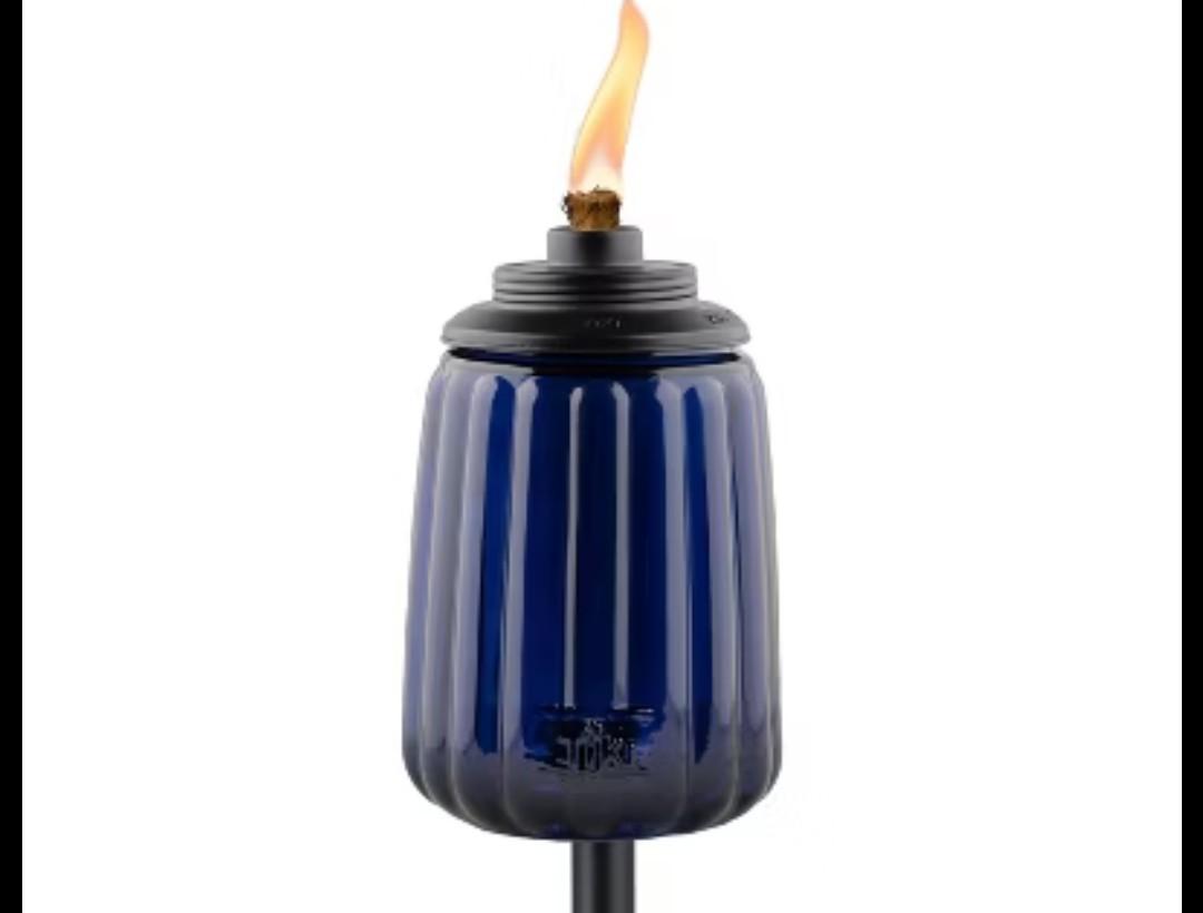 TIKI 65" Twilight Box Steel/Glass Outdoor Torch Blue