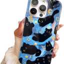 Compact Case for iPhone 12 Pro Max Black cat Design,[Compatible with Magsafe] Cute Soft Slim TPU Shockproof Protective Bumper Phone Cases Cover for Aesthetic Glitter Shiny Adorable