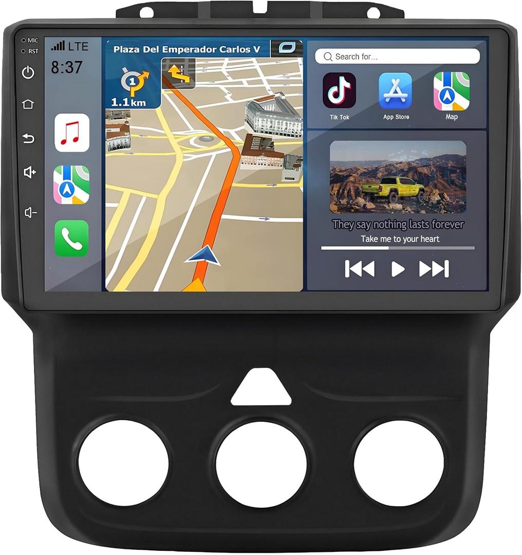 for Dodge Ram 1500 Radio Upgrade 2013-2019: Android 14 Car Stereo Replacement with Wireless CarPlay Android Auto - 9 Inch Touchscreen Head Unit GPS Navigation 2G+32G(Only fit Manual AC)