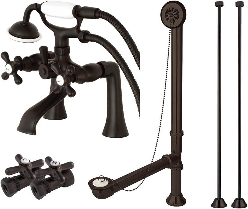 Kingston Brass CCK268ORB Vintage Deck Mount Clawfoot Tub Faucet Package, Oil Rubbed Bronze
