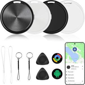 Air Tracker Smart Tags for Android 4 Pack, Bluetooth Luggage Tracker Anti Lost Item Finder with Holder Case Compatible with Google's Find Hub for Key, Backpack, Luggage, Wallet, Precise Position