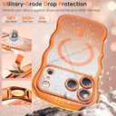 2 x BENTOBEN for iPhone 17 Pro Case Clear, [Compatible with MagSafe][Full Camera Protection][Cute Wave Frame][DIY Glitter Cardstock] Electroplated Wavy Shockproof 17Pro Phone Case 6.3", Cosmic Orange