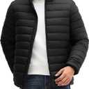 Men's Puffer Jacket Lightweight Warm Winter Jackets for Men Windproof Insulated Puffy Coat with 3 Pockets XXL, Black