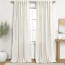 KOUFALL Natural Cream Curtains 98 Inch Length Back Tab Curtains for Living Room Bedroom Set 2 Panels