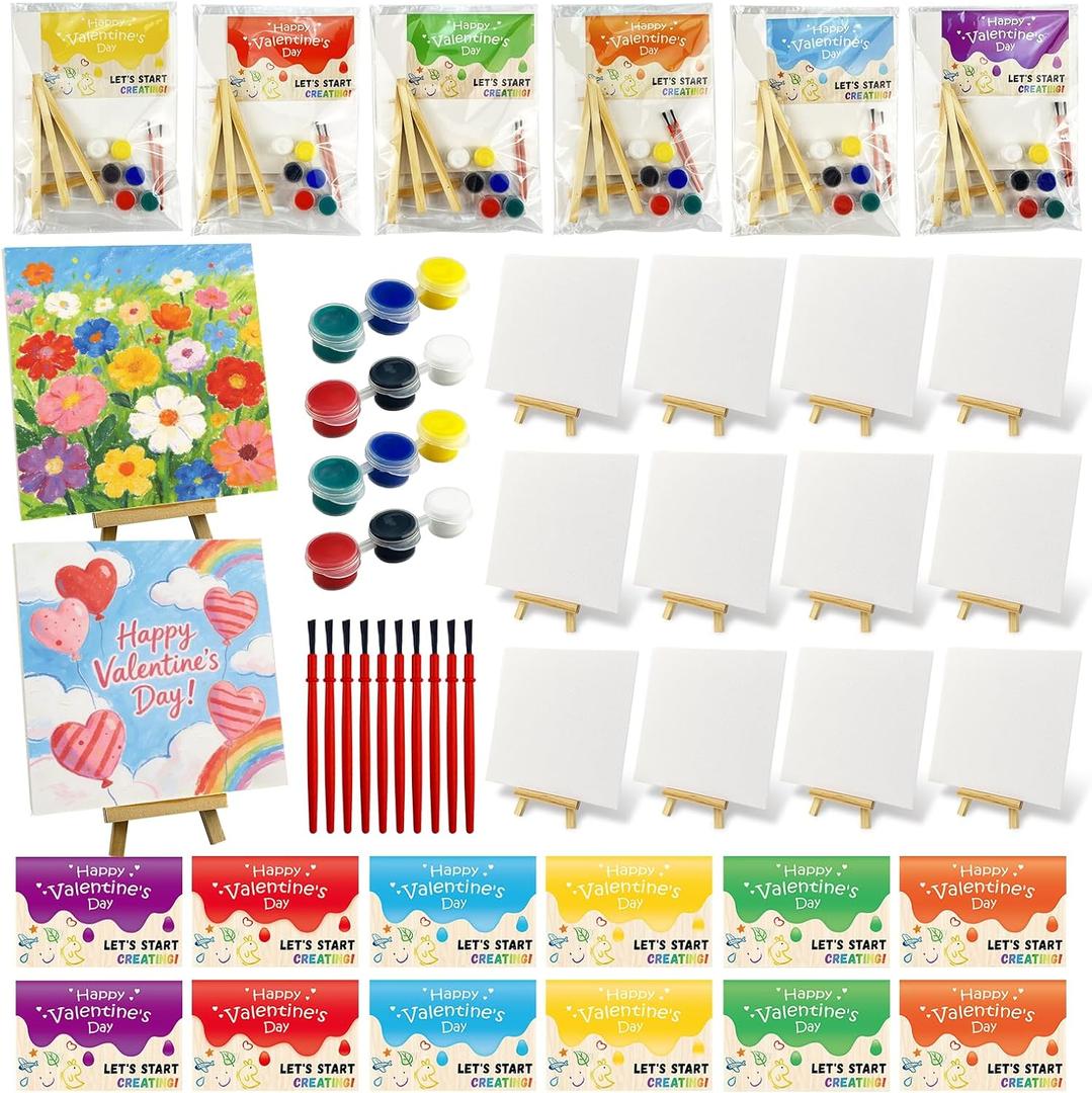 Valentine's Day Gifts Party Favor 24Pcs DIY Craft Card Gifts Party Favor for Kids Classroom Exchange Gifts Goodie Bag
