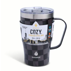 Manna™ Cozy™ Stainless Steel Mug - Black Checkers 28 Oz