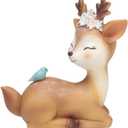 Resin Fawn Doe Figurines Toys, Cute Deer Cake Toppers Statues Baby Shower Birthday Wedding Party Decor