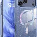 BENTOBEN Magnetic for iPhone 17 Pro Max Case, Clear Crystal Glitter Bling 17 Pro Max Phone Case [Compatible with MagSafe], Shockproof Sparkly Cute Women Girl Cover for iPhone 17 Pro Max, Deep Blue