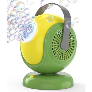 Bubble Machine, Automatic Bubbles Blower, 360 Rotation, 75 Adjustment, LED Light, with Handle - Bubble Toys for Kids, Toddlers - Gifts for Boys, Halloween, Outdoor, Birthday, Party Use