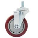 Finnhomy Swivel Caster Wheels 4 Inch Threaded Stem Casters Set of 4 Heavy Duty 1/2"-13 x 1 Anti-wear Polyurethane Industrial Castor Wheels for Cart/Furniture Load Bearing 2200 Lbs Smooth Casters Red