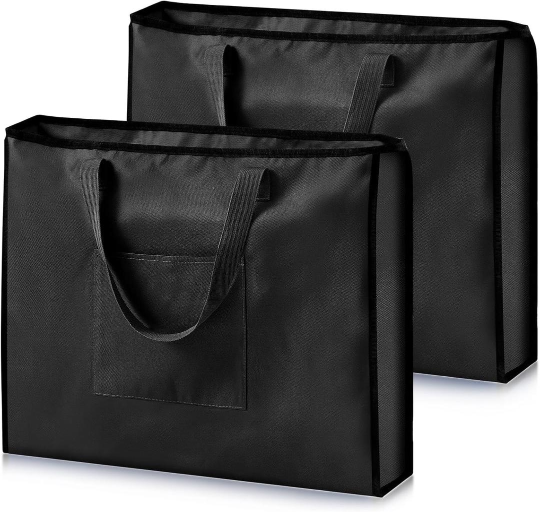 2 Pcs Stadium Seat Storage Bag Chair Carry Bags Football Match Wide Bleacher Cushion Chair Carry Bag for Stadium Football Baseball Soccer Sports Match Camping Beach Hiking Trip(Black)