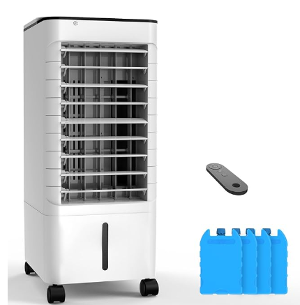 Windowless Portable Air Conditoners, 3-IN-1 Portable AC with Remote, 12H Timer &1.16Gal Tank, 45° Oscillation, 3 Modes 3 Speeds, Fast Cooling Quiet Ventless Swamp Cooler for Room Home Office, Ivory