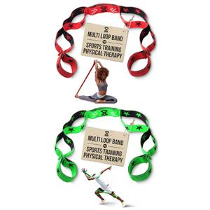 Two8 Bands Multi Loop Resistance Band for Working Out - Home Gym Loop Resistance Bands for Women & Men, Athletic Rehab Equipment Workout Loops, Sports Fitness Gear, Pack of 2 (Record Breaking Red (heavy),Clean Green (light))
