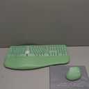 MEETION Ergonomic Wireless Keyboard and Mouse, Split Arch Keyboard with Cushioned Wrist Palm Rest, Wireless Vertical Mouse Full Size for Mac/ Windows/ Computer/ Laptop, Green