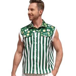 Giftdigger St Patricks Day Denim Vest for Men St Patricks Day Jacket Irish Denim Vest St.Patricks Sleeveless Jacket St.Patricks Costume Green,L