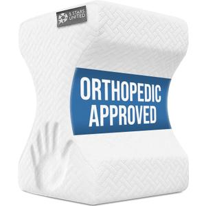 5 STARS UNITED Knee Pillow for Side Sleepers - Hip Pain Relief, Memory Foam Leg Cushion for Side Sleeping - Between Legs Pillow for Sciatica & Lower Back Pain, White (Standard)