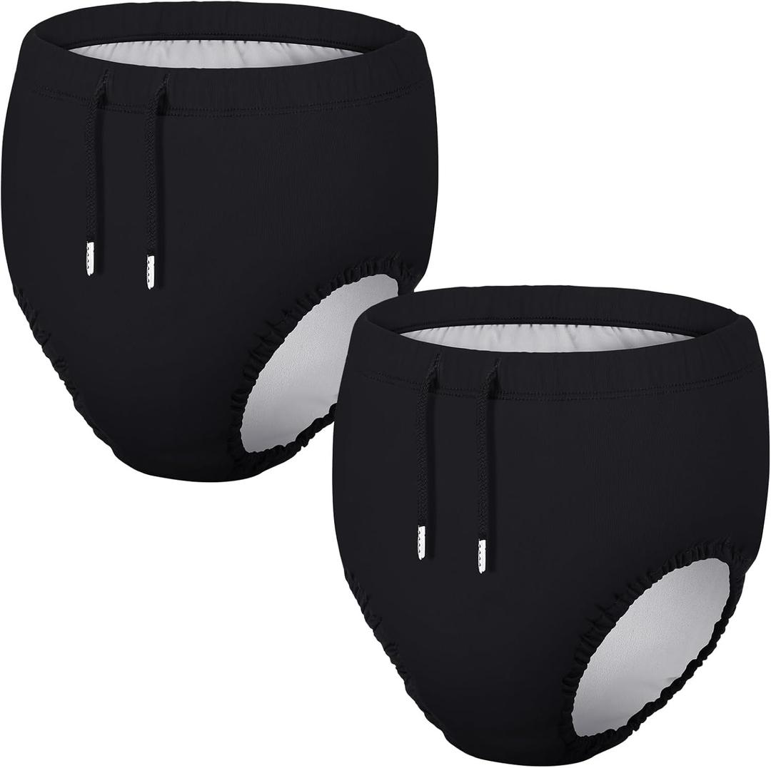 2 Pcs Youth Swim Diaper Special Needs Reusable Cloth Diaper Covers Waterproof Incontinence for Swimming,Unisex (8-10T, Black)