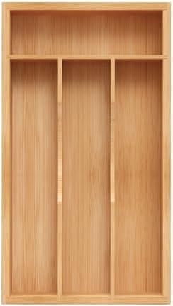BEKVEM Small Silverware Organizer, Bamboo Kitchen Drawer Organizer, Utensil Holder, Cutlery Tray & Spoon Flatware Storage with Grooved Drawer Dividers