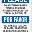 2 x SmartSign "Please Do Not Throw Paper Towels, Feminine Hygiene Products, Or Trash In The Toilet" Bilingual Sign | 10" x 14" Plastic