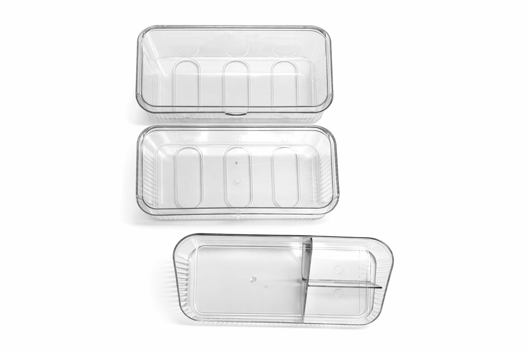 3 Clear Plastic Storage Containers, Unknown Size