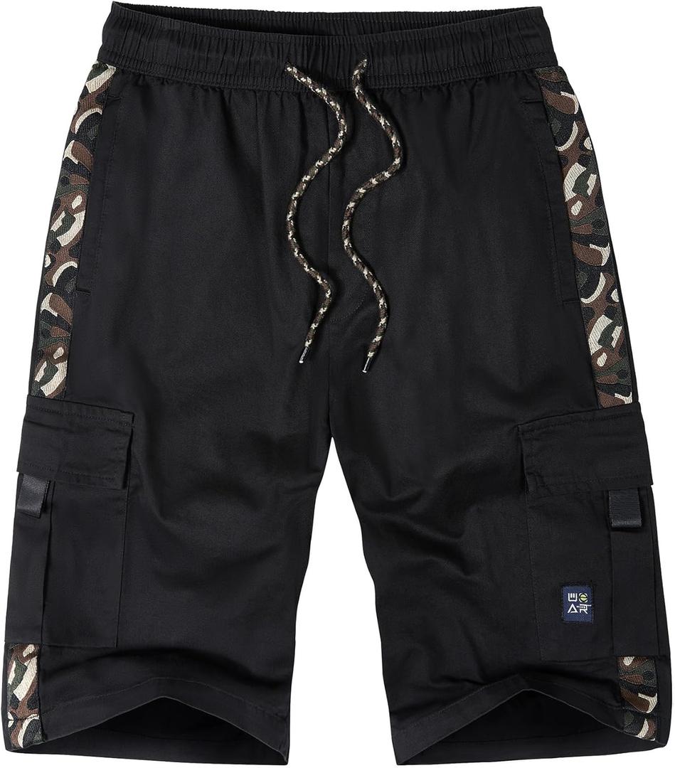 ELETOP Men's Cargo Shorts Elastic Waistband Drawstring Big and Tall Cotton Summer Casual Work Shorts (5X-Large, 902 Camo Black) ELETOP Men's Cargo Shorts Elastic Waistband Drawstring Big and Tall Cotton Summer Casual Work Shorts (5X-Large, 902 Camo Black)