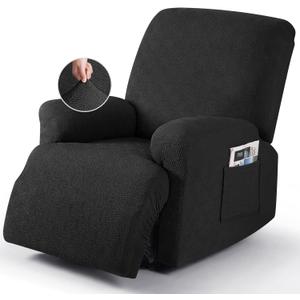 Timeles Recliner Covers Recliner Chair Covers Reclining Couch Covers Sofa Slipcovers Stretch Soft Washable (Single-Seater, Black)