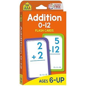 School Zone Addition 0-12 Flash Cards: 56 Cards, 1st Grade, 2nd Grade, Numbers 0-12, Elementary Math, Problem Solving, Addition Problems, Counting, Ages 6+