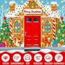 3 Pcs 157 Inch Christmas Gingerbread House Door Covers Decorations for Classroom Large Gingerbread Door Banner with String Light Xmas Candy Porch Sign for Holiday Party Home Decor