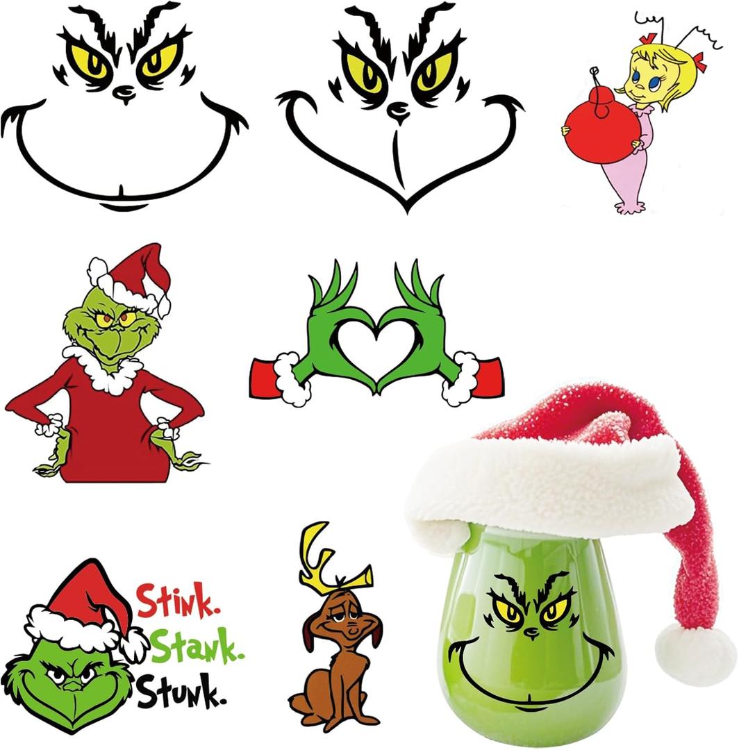 3Pack 5 Inch Christmas Face Stickers for Crafts Large Vinyl Faces Eyes Pitcher Transparent Decals for Ornaments Glass Drinking Cups Wood Decorations Balls Party Supplies (hoho12)
