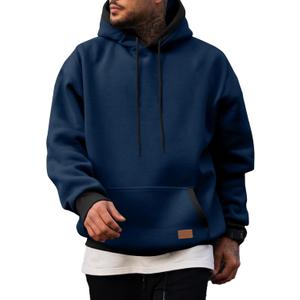JMIERR Men's Cotton Casual Hoodies Sweatshirts Fashion Long Sleeve Drawstring Fleece Pullover Hoodie with Pockets (3X-Large, Navy Blue)