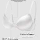 Deyllo Women's Push Up Bra Deep V Underwire Bra Full Coverage Lightly Padded Bras (White)