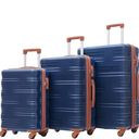 Merax Hardshell Luggage Sets 3 Pcs Spinner Suitcases with TSA Lock Lightweight, Blue Brown, 20/24/28 Inch