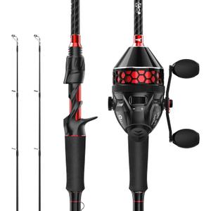 KastKing Brutus Twin-Tip SpinCast Fishing Combos, 6'6'' M Twin Tips Rod, Size 30