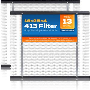 2-Pack 413 Replacement Filter Compatible with AprilAire Whole House Air Purifiers, Models 1410, 1610, 2410, 2416, 3410, 4400, MERV 13 Air Purifiers, Size:16x25x4