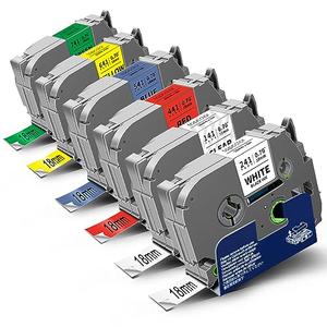 Topcolor 6-Pack Tz 18mm 0.7" Laminated Tape Compatible for Brother Tze-141 Tze-241 Tze-441 Tze-541 Tze-641 Tze-741 P Touch Tze 3/4 Inch Tape for PTD410 PTD400 PTD610BT PTD600 PTP750W PTP710BT