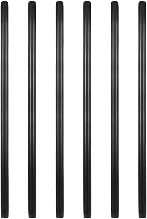 GeilSpace 6 Pack 3/4" × 60" Pre-Cut Black Metal Pipe, Industrial Steel Fits Standard Three Quarters Inch Threaded Pipes and Fittings - Vintage DIY Industrial Shelving (3/4" × 60", Black)